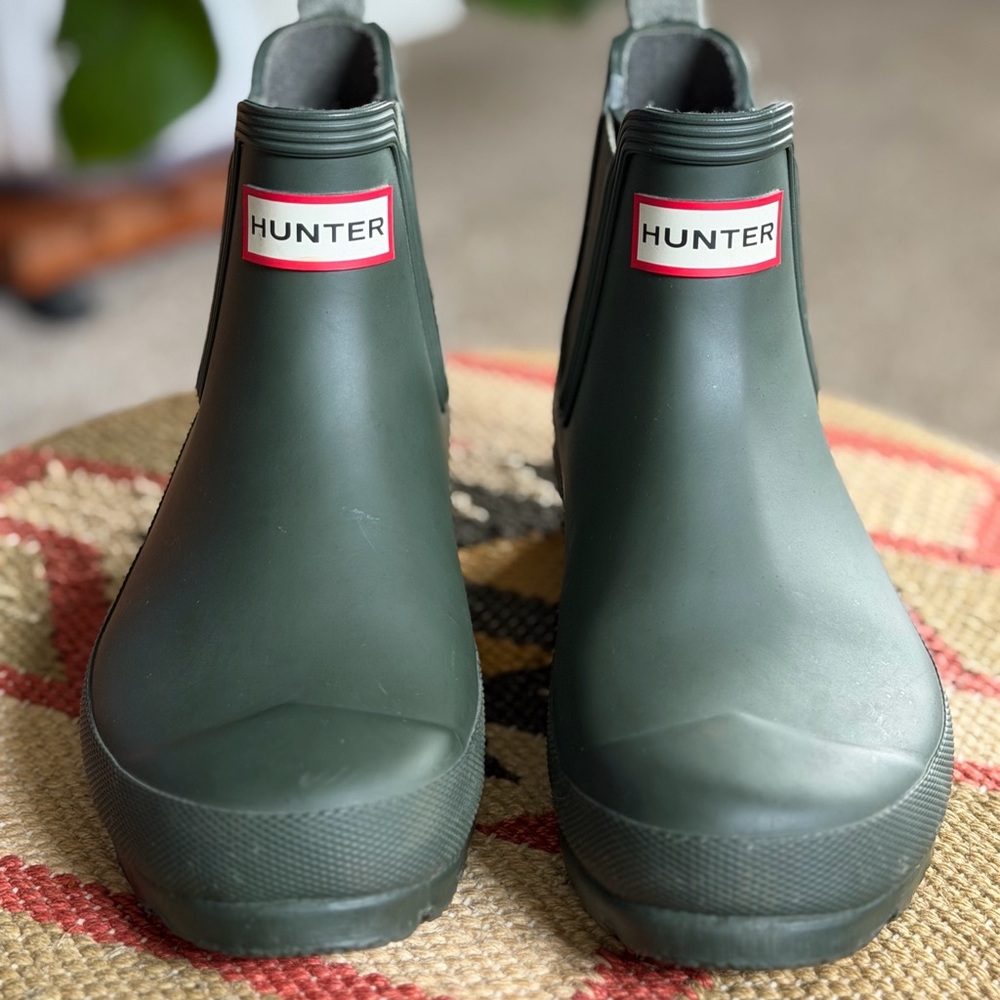Hunter Dark Green Waterproof Ankle Boots